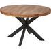 Table ronde 120 cm bois massif acacia naturel et pieds croisés acier noir Vintal - Photo n°1