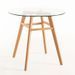 Table ronde 120 cm scandinave verre trempé et pieds bois naturel Bristol - Photo n°1