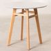 Table ronde 80 cm scandinave gris clair et pieds bois naturel Bristol - Photo n°1