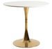 Table ronde bois blanc et pied métal doré TULIPA - Ø80 cm - Photo n°1