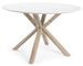 Table ronde bois laqué blanc et pieds bois effet naturel Kinka 120 cm - Photo n°1