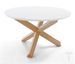 Table ronde bois massif clair et bois MDF blanc Payne D 120 cm - Photo n°1