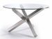 Table ronde design acier poli et verre trempé Majesty 120 cm - Photo n°1