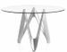 Table ronde design fibre de verre laqué argent Perla - Photo n°1