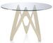 Table ronde design fibre de verre laqué beige Perla - Photo n°1