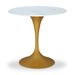 Table ronde effet marbre blanc et pied métal doré Jani D 85 cm - Photo n°1