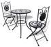 Table ronde et 2 chaises de jardin mosaïquées noir et blanc Mel - Photo n°1