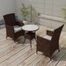 Table ronde et 2 chaises de jardin résine tressée marron et coussins blanc Mik - Photo n°2