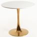 Table ronde moderne bois blanc et pied métal doré Tulipa 80 cm - Photo n°1