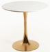 Table ronde moderne bois blanc et pied métal doré Tulipa 90 cm - Photo n°1