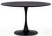 Table ronde plateau noir avec veinure effet bois et pied acier noir Kulipa 120 cm - Photo n°1