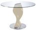 Table ronde plateau verre et pied fibre de verre laqué crème Torsada - Photo n°1