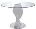 Table ronde plateau verre et pied fibre de verre laqué gris perle Torsada - Photo n°1