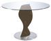 Table ronde plateau verre et pied fibre de verre laqué marron Torsada - Photo n°1