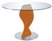 Table ronde plateau verre et pied fibre de verre laqué orange Torsada - Photo n°1