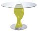 Table ronde plateau verre et pied fibre de verre laqué pistache Torsada - Photo n°1