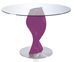 Table ronde plateau verre et pied fibre de verre laqué violet Torsada - Photo n°1