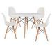 Table ronde scandinave 120 cm et 4 chaises blanc et bois naturel Verda - Photo n°1