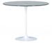 Table ronde moderne métal blanc et verre cristal blanc 90 cm - Photo n°1