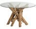 Table ronde verre et pieds bois massif clair Azura D 128 cm - Photo n°1