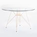 Table ronde verre trempé et pieds acier beige foncé mate Croizy 120 cm - Photo n°1