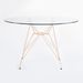 Table ronde verre trempé et pieds acier beige foncé mate Croizy 120 cm - Photo n°2