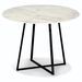 Table ronde plateau bois effet marbre et pieds métal noir Fred 97 cm - Photo n°1