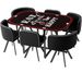 Table verre teinté noir et 6 chaises simili cuir noir pieds métal Sevier 140 cm - Photo n°1