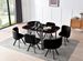 Table verre teinté noir et 6 chaises simili cuir noir pieds métal Sevier 140 cm - Photo n°2
