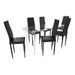 Table verre trempé et 6 chaises simili noir Blubo - Photo n°1