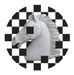 Tableau rond mosaïque et cheval méthacrylate noir et blanc Ndouam - Photo n°1