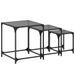 Tables basses gigognes 3 pcs dessus en verre noir acier - Photo n°2