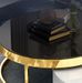 Tables basses gigognes verre noir et blanc pieds métal doré Urien - Lot de 2 - Photo n°4