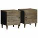 Tables chevet 2 pcs gris clair 40x33x46 cm bois manguier solide - Photo n°1