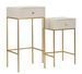 Tables d'appoint carrées dorées avec rangement ensemble de 2 Kelly - Photo n°1