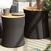 Tables d'appoint de jardin 2 pcs dessus en bois noir poly rotin - Photo n°2