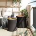 Tables d'appoint de jardin 2 pcs dessus en bois noir poly rotin - Photo n°3