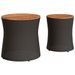 Tables d'appoint de jardin 2 pcs dessus en bois noir poly rotin - Photo n°6