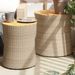 Tables d'appoint de jardin 2pcs dessus en bois beige poly rotin - Photo n°2