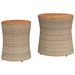 Tables d'appoint de jardin 2pcs dessus en bois beige poly rotin - Photo n°1