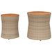 Tables d'appoint de jardin 2pcs dessus en bois beige poly rotin - Photo n°4