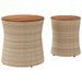 Tables d'appoint de jardin 2pcs dessus en bois beige poly rotin - Photo n°6