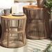 Tables d'appoint de jardin 2pcs dessus en bois beige poly rotin - Photo n°2