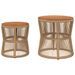 Tables d'appoint de jardin 2pcs dessus en bois beige poly rotin - Photo n°4