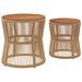 Tables d'appoint de jardin 2pcs dessus en bois beige poly rotin - Photo n°6