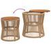 Tables d'appoint de jardin 2pcs dessus en bois beige poly rotin - Photo n°7