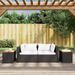 Tables d'appoint jardin 2pcs noir 55x34x37 cm rotin bois massif - Photo n°3