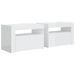 Tables de chevet 2 pcs avec LED Blanc brillant 60x35x40 cm - Photo n°2