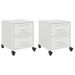 Tables de chevet 2 pcs blanc 36x39x43,5 cm acier - Photo n°2