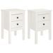 Tables de chevet 2 pcs Blanc 40x35x61,5 cm Bois de pin massif - Photo n°2